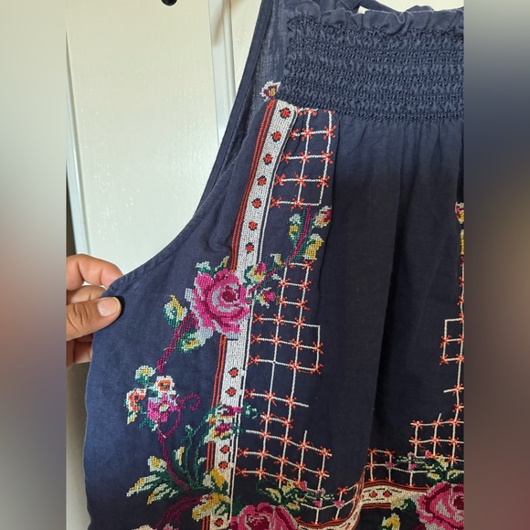 Free People Navy Floral Embroidered Tank - Picture 4 of 8